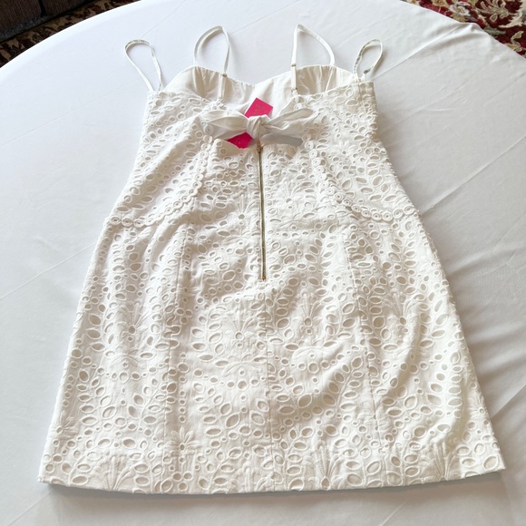 Lilly Pulitzer Shelli Resort White Petal Eyelet Shift Tie Back Dress Sz14 NWT - Picture 10 of 15